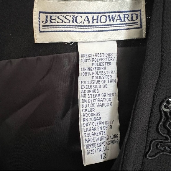 Jessica Howard Dress Butterfly Embellished Pleated Vintage Size 12 Black Party - Picture 5 of 5